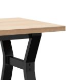 tömör fenyőfa és acél Y-vázú dohányzóasztal 100x50x45,5 cm