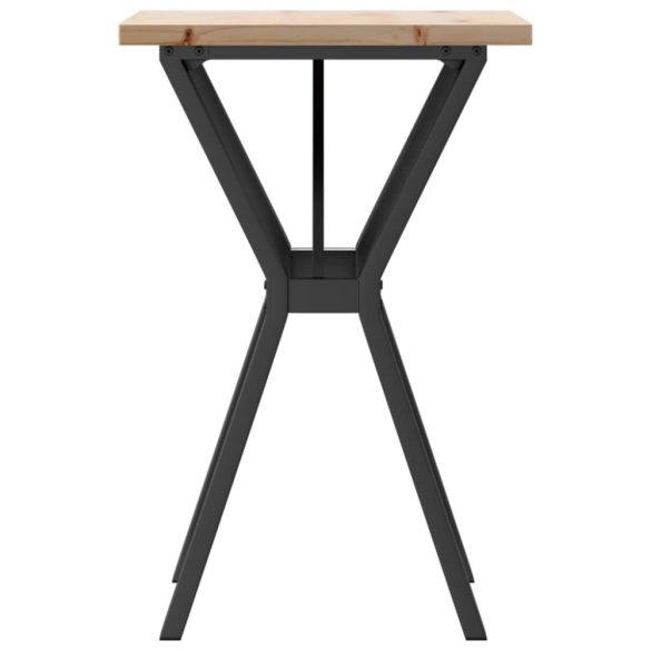 tömör fenyőfa és acél étkezőasztal Y-vázzal 50x50x75,5 cm