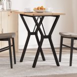 tömör fenyőfa és acél étkezőasztal Y-vázzal 80x50x75,5 cm