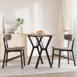 tömör fenyőfa és acél étkezőasztal Y-vázzal 80x50x75,5 cm