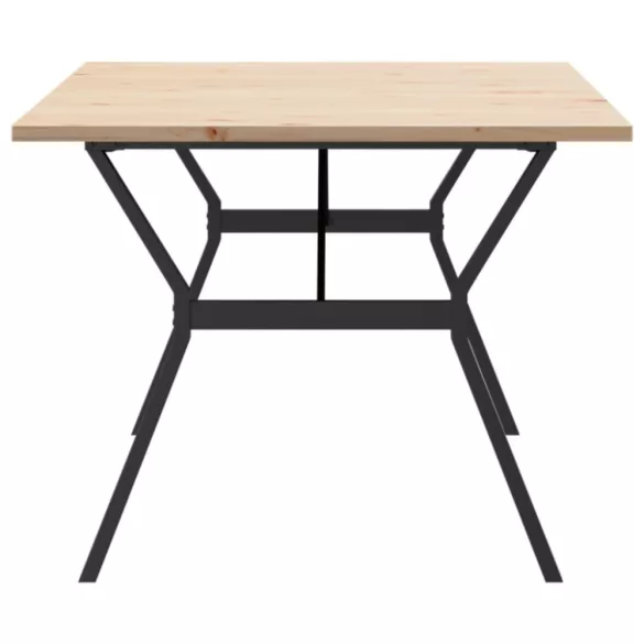 tömör fenyőfa és acél Y-vázú étkezőasztal 200x100x75,5 cm