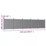 szürke WPC kerítéspanel 872 x 186 cm