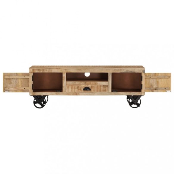 nyers mangófa TV-szekrény kerekekkel 110 x 30 x 37 cm