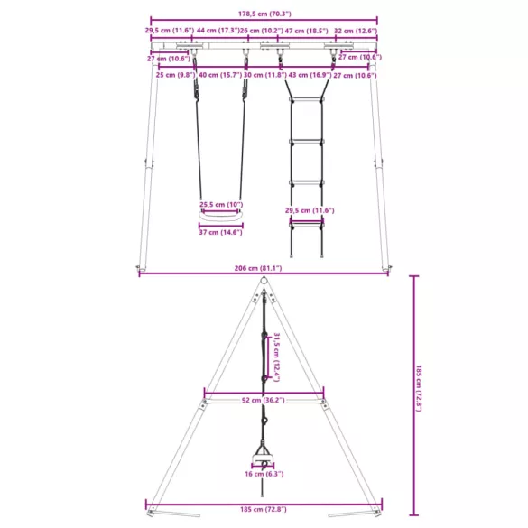 kültéri hintaszett hintával és létrával