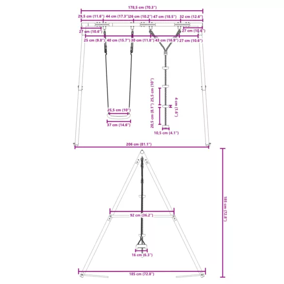 kültéri hintaszett hintával és tárcsás hintával