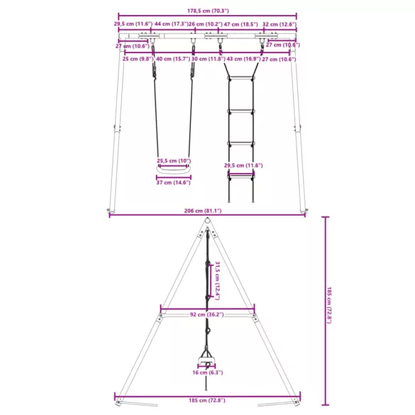 kültéri hintaszett hintával és létrával