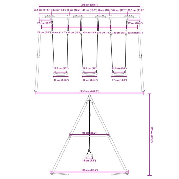 kültéri hintaszett 3 hintával