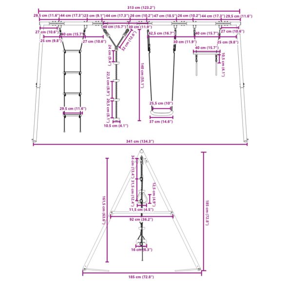 kültéri hintaszett hintával trapézzal létrával tárcsás hintával