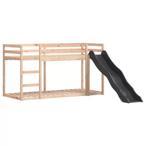 tömör fenyőfa emeletes ágy csúszdával és létrával 80 x 200 cm