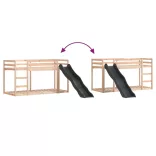 tömör fenyőfa emeletes ágy csúszdával és létrával 80 x 200 cm