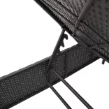 3 részes fekete polyrattan napozóágy szett párnával