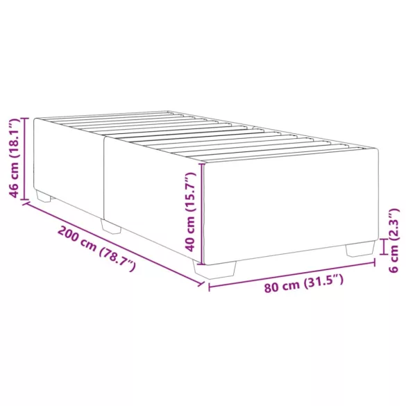 sötétszürke szövet ágykeret matrac nélkül 80x200 cm