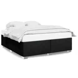 fekete szövet ágykeret matrac nélkül 200 x 200 cm