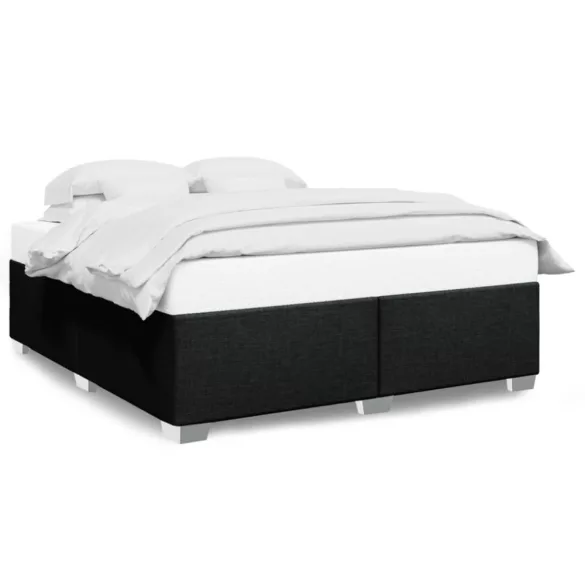 fekete szövet ágykeret matrac nélkül 200 x 200 cm