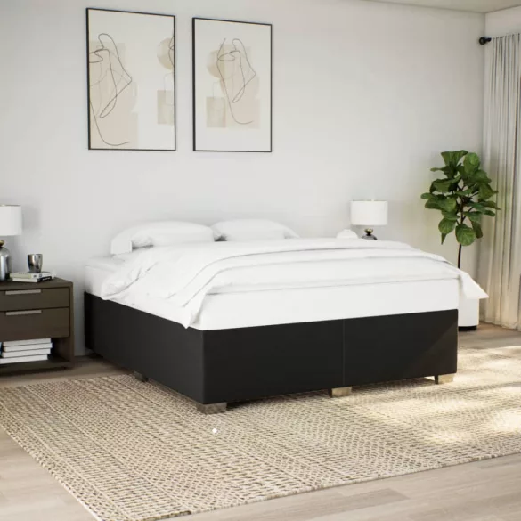 fekete szövet ágykeret matrac nélkül 200 x 200 cm