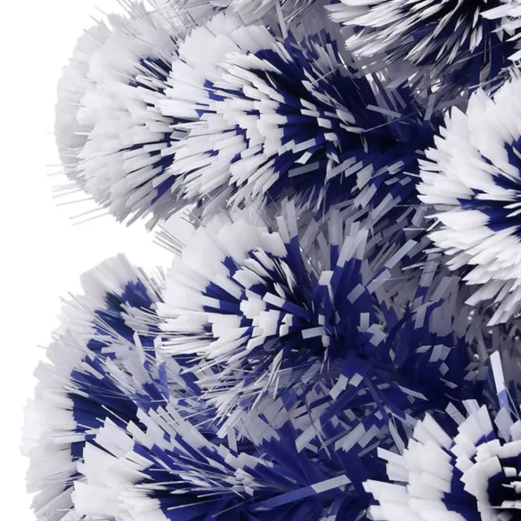 fehér és kék száloptikás megvilágított műkarácsonyfa 64 cm