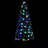 fekete száloptikás karácsonyfa LED-es hópelyhekkel 180 cm