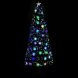 fekete száloptikás karácsonyfa LED-es hópelyhekkel 240 cm