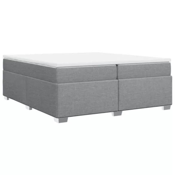 világosszürke szövet rugós ágy matraccal 200 x 200 cm