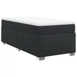 fekete műbőr rugós ágy matraccal 90 x 200 cm