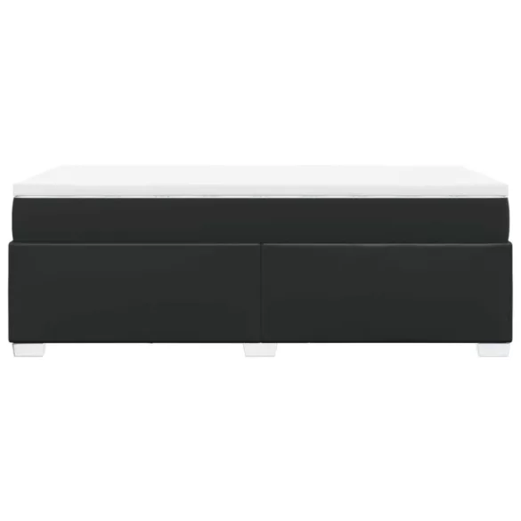 fekete műbőr rugós ágy matraccal 90 x 200 cm
