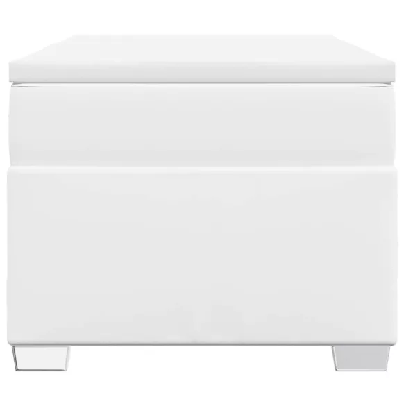 fehér műbőr rugós ágy matraccal 90 x 200 cm