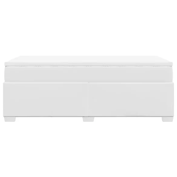 fehér műbőr rugós ágy matraccal 90 x 200 cm