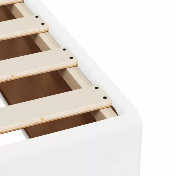 fehér műbőr rugós ágy matraccal 90 x 200 cm