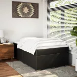 fekete műbőr rugós ágy matraccal 120 x 200 cm