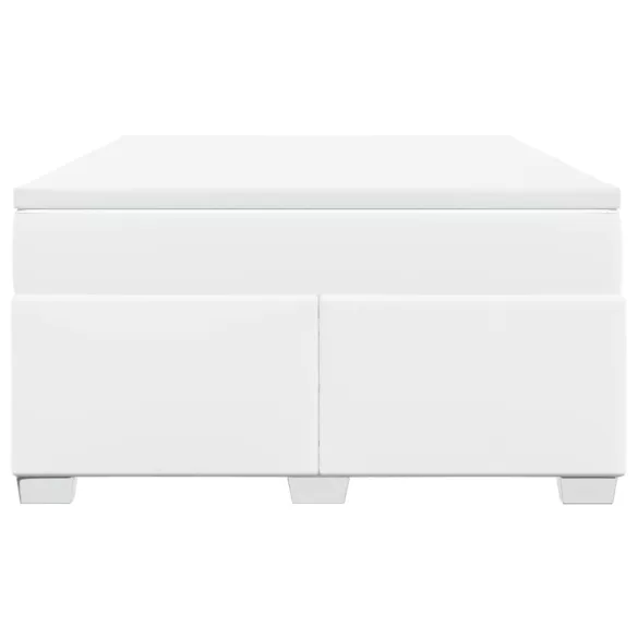 fehér műbőr rugós ágy matraccal 140 x 200 cm