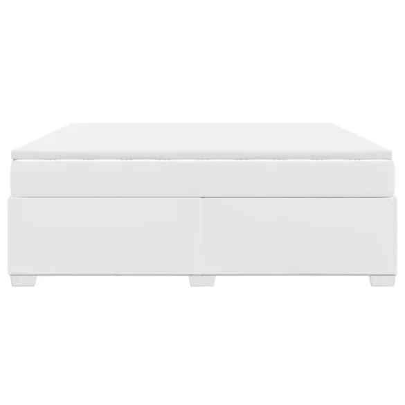 fehér műbőr rugós ágy matraccal 180 x 200 cm