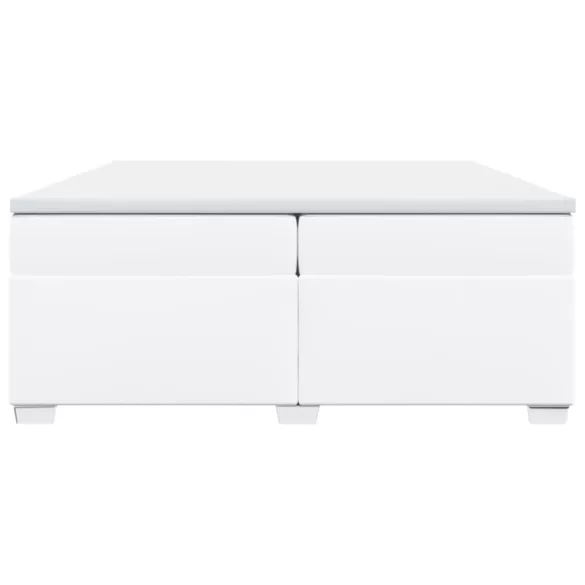 fehér műbőr rugós ágy matraccal 200 x 200 cm