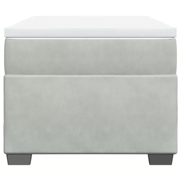 világosszürke bársony rugós ágy matraccal 90 x 200 cm