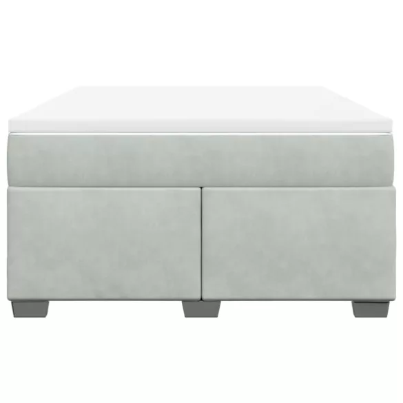 világosszürke bársony rugós ágy matraccal 140x200 cm