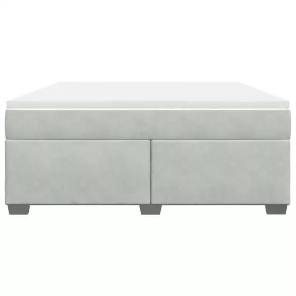 világosszürke bársony rugós ágy matraccal 180x200 cm