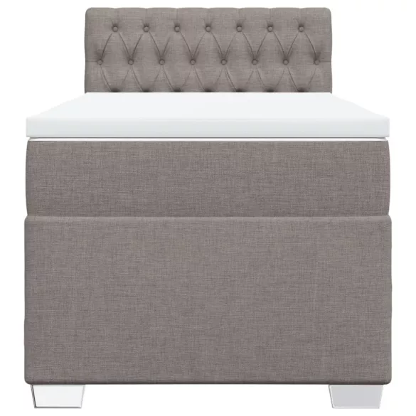 tópszínű szövet rugós ágy matraccal 80 x 200 cm