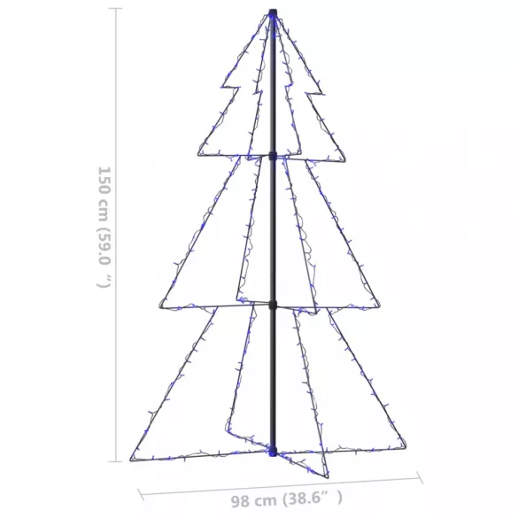 200 LED-es beltéri/kültéri kúp alakú karácsonyfa 98 x 150 cm