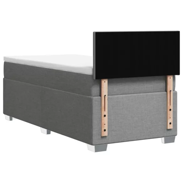 világosszürke szövet rugós ágy matraccal 100 x 200 cm