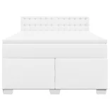 fehér műbőr rugós ágy matraccal 160 x 200 cm