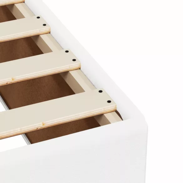 fehér műbőr rugós ágy matraccal 160 x 200 cm