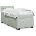 világosszürke bársony rugós ágy matraccal 90x190 cm