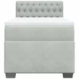 világosszürke bársony rugós ágy matraccal 90x190 cm