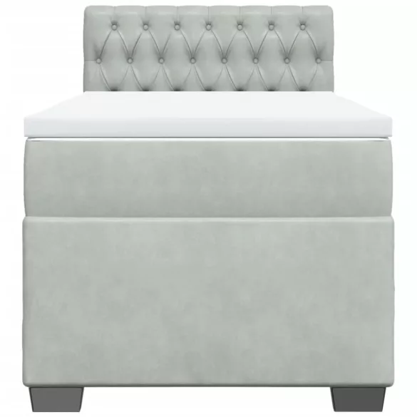 világosszürke bársony rugós ágy matraccal 90x190 cm