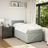 világosszürke bársony rugós ágy matraccal 90x190 cm