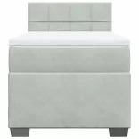 világosszürke bársony rugós ágy matraccal 90x190 cm