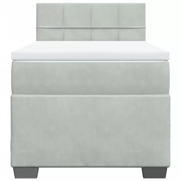 világosszürke bársony rugós ágy matraccal 90x190 cm