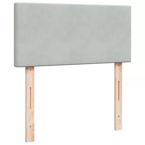 világosszürke bársony rugós ágy matraccal 100 x 200 cm