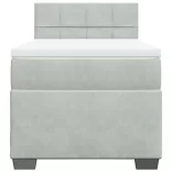 világosszürke bársony rugós ágy matraccal 100 x 200 cm