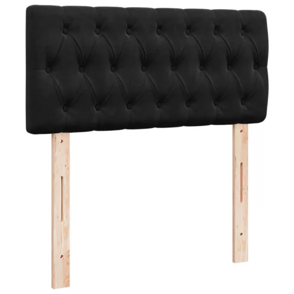 fekete bársony rugós ágy matraccal 100 x 200 cm