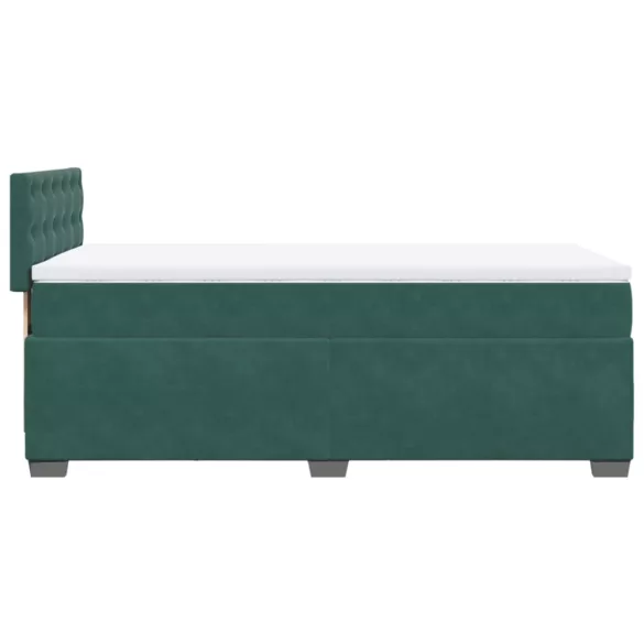 sötétzöld bársony rugós ágy matraccal 100 x 200 cm